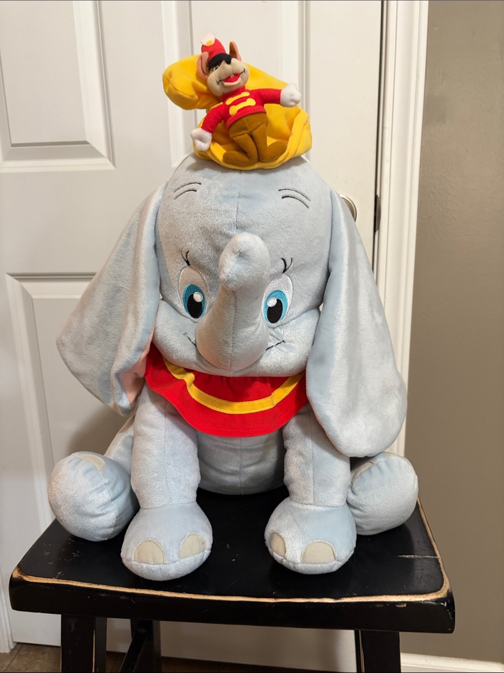 Plush Dumbo and Timoth Toy with Red Collar and Yellow Hat